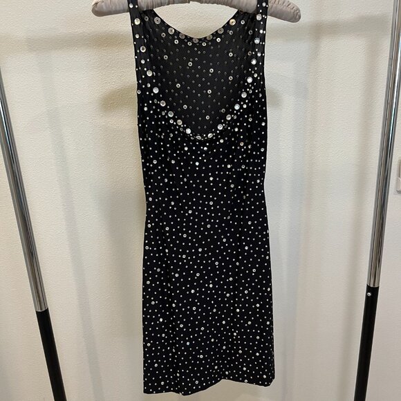RHINESTONE STUDDED COCKTAIL DRESS, SLEEVELESS, SCOOP NECK, LOW BACK, SIZE SMALL - Picture 2 of 4